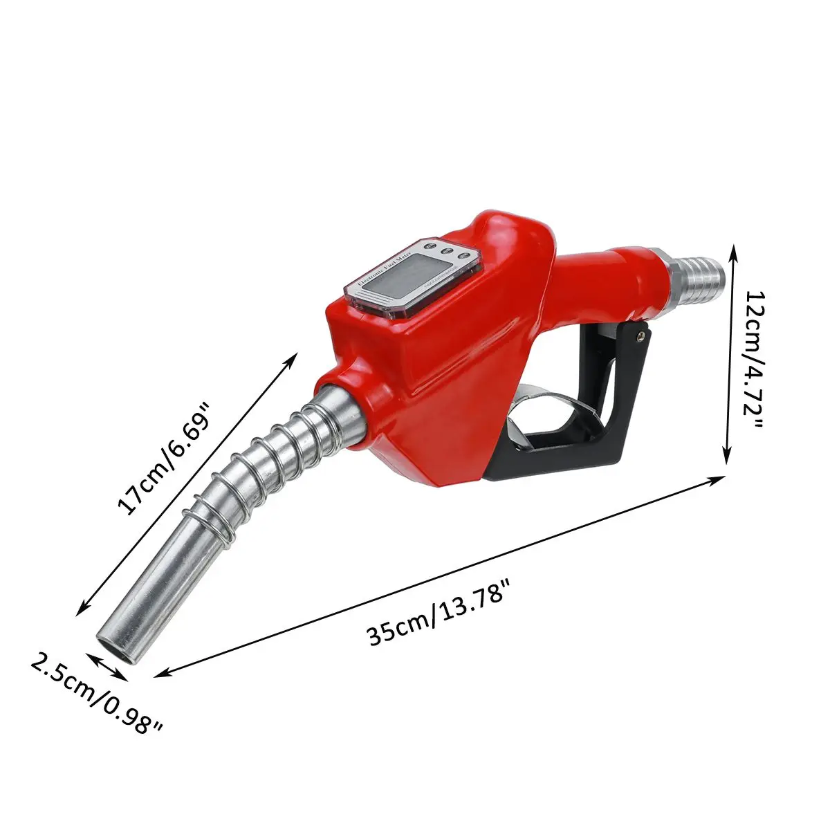 Digital Flow Meter Aluminum Alloy Fuel Gasoline Petrol Oil Delivery Gun Nozzle Dispenser LCD Diaplay 3Gears Refuel Injection Gun