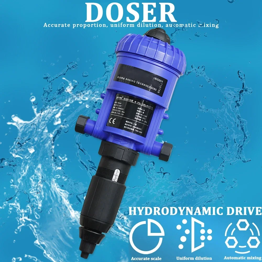 G3/4 to G1 Male Thread Fertilizer Injector Chemical Liquid Doser Dispenser Dosing Pump 3%-10% Chemical Liquid Doser