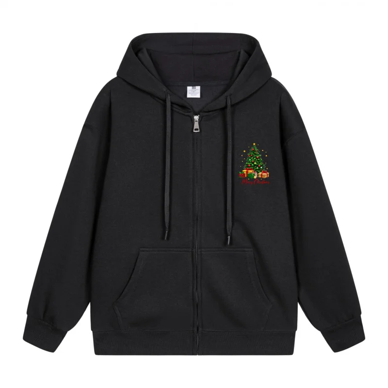 

Men's Zip-Up Hoodie Black Hoodie Christmas Tree With Presents And Lights Underneath Christmas in 2025 Festive Print