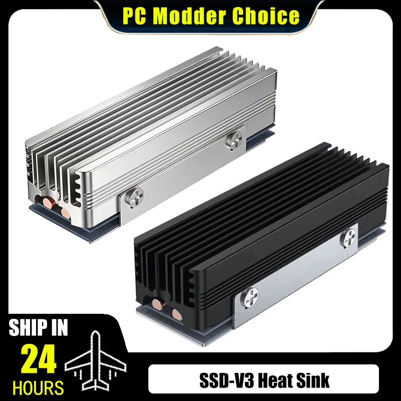 SSD-V3 2280 M.2 Dual Copper Heatpipe Solid State Drive NVME Grilled All Aluminum Vest Heat Sink + Single/Dual Side Thermal Pad