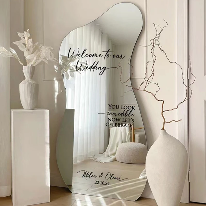 

Welcome To Our Wedding Vinyl Stickers Custom Name and Date Wedding Decal for Mirror Celebrate Welcome Sign Wall Sticker
