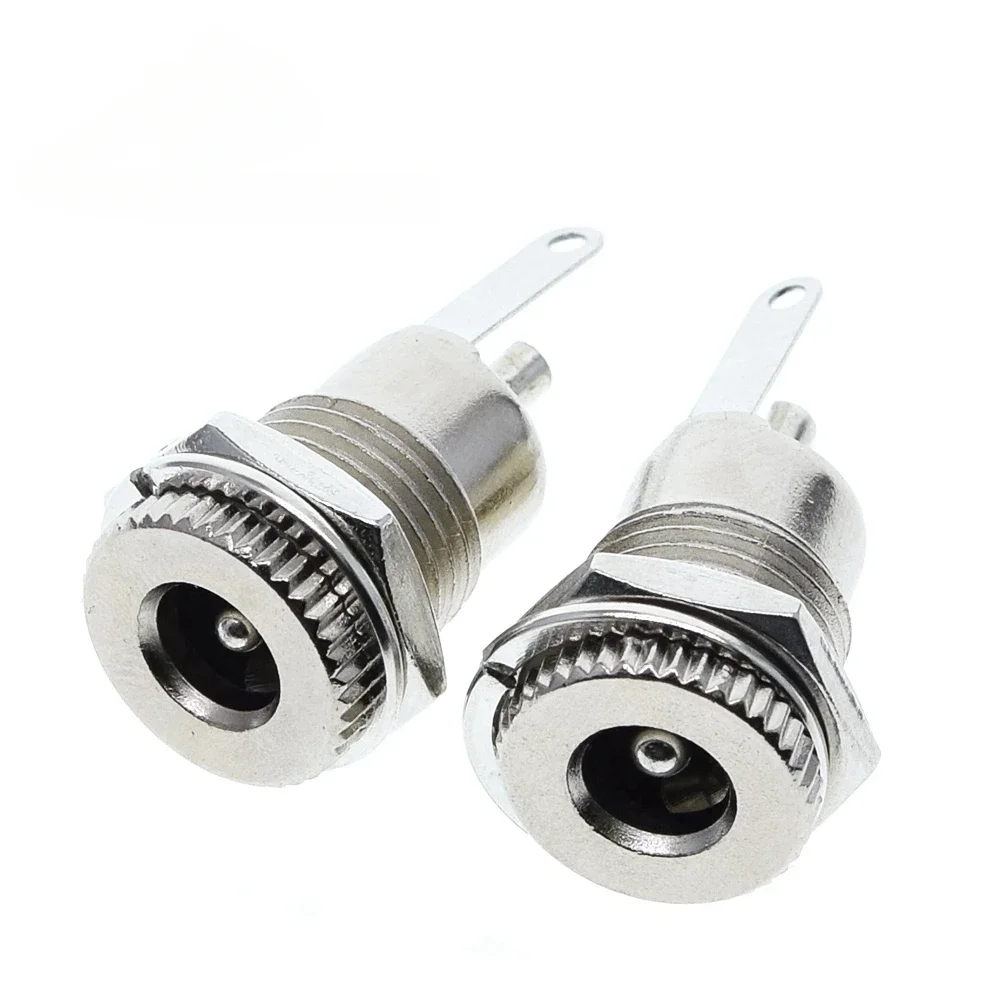 30PCS DC099 5.5 mm x 2.1mm DC Power Jack Socket Female Panel Mount Connector Metal DC-099 Open Hole 11MM 5.5*2.1 5.5*2.5