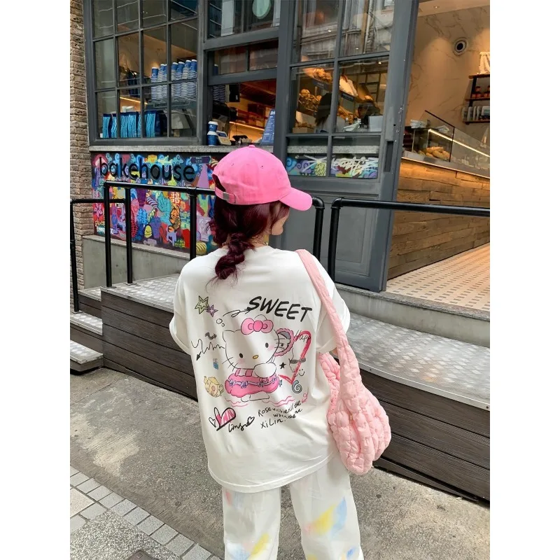 2025 Summer New Collection~Korean Girl Kitty Cat 3D Printed T-shirt Sweet and Versatile Quick Drying Top Short Sleeve Women