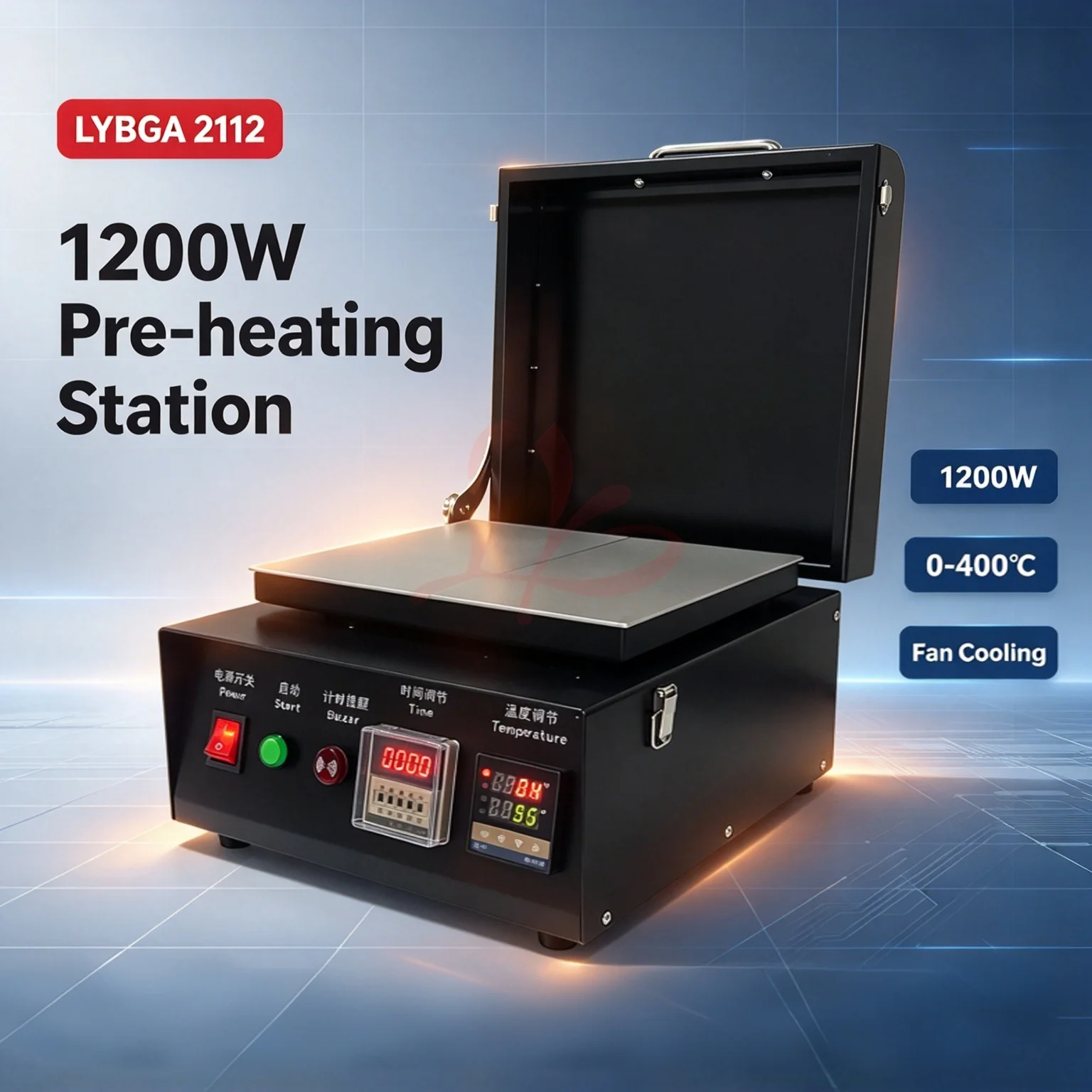 LYBGA 2112 1200W Pre-heating Station Digital Pre-heater PID Temp Control Fan Cooling Bottom Preheating Station With Cooling