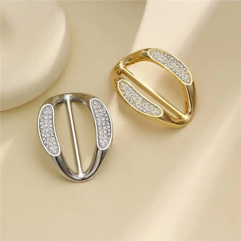 Gold Color Special Shaped Buckles Rhinestone Ornaments Summer Silk Scarf Buckles for Women