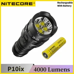 Nitecore-戦術的な懐中電灯,最大4000ルーメン,ビーム距離158メートル,充電式,USB-C,リチウム電池p10ix,21700, 5000mah,158 m