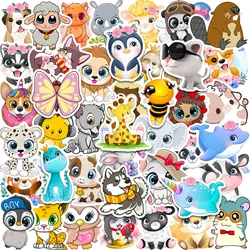 50pcs Cute Mixed Animal Stickers Phone Case Notebook Skateboard Laptop Water Bottle Cartoon Sticker Pack for Kids Gift Toy