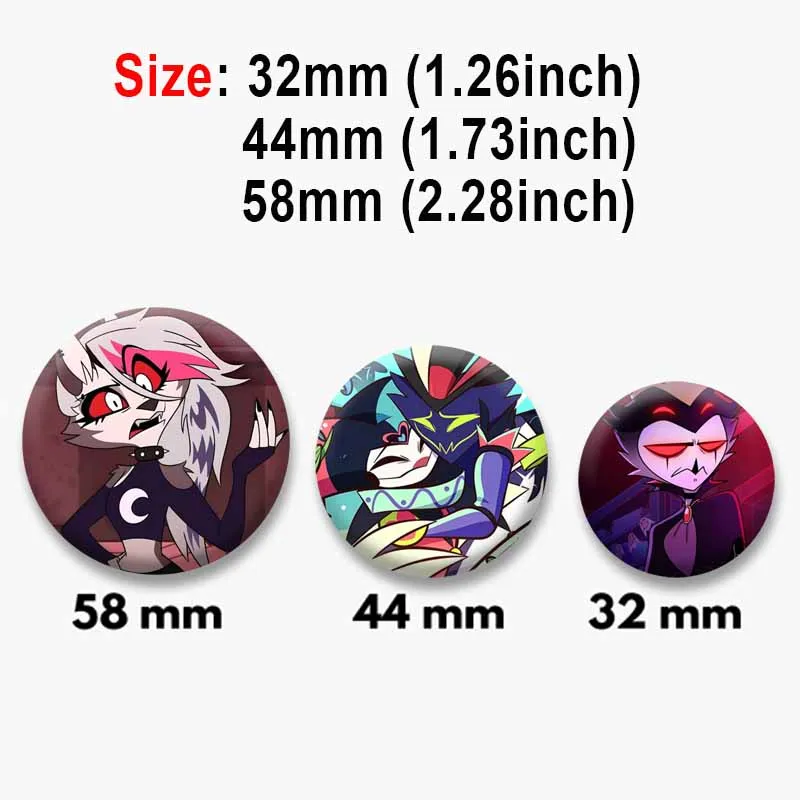Funny Anime Helluva Boss Badge Cartoon Snap-in Brooch Creative Soft Button Pins for Backpack Clothing Hat Accessories Toys Gifts