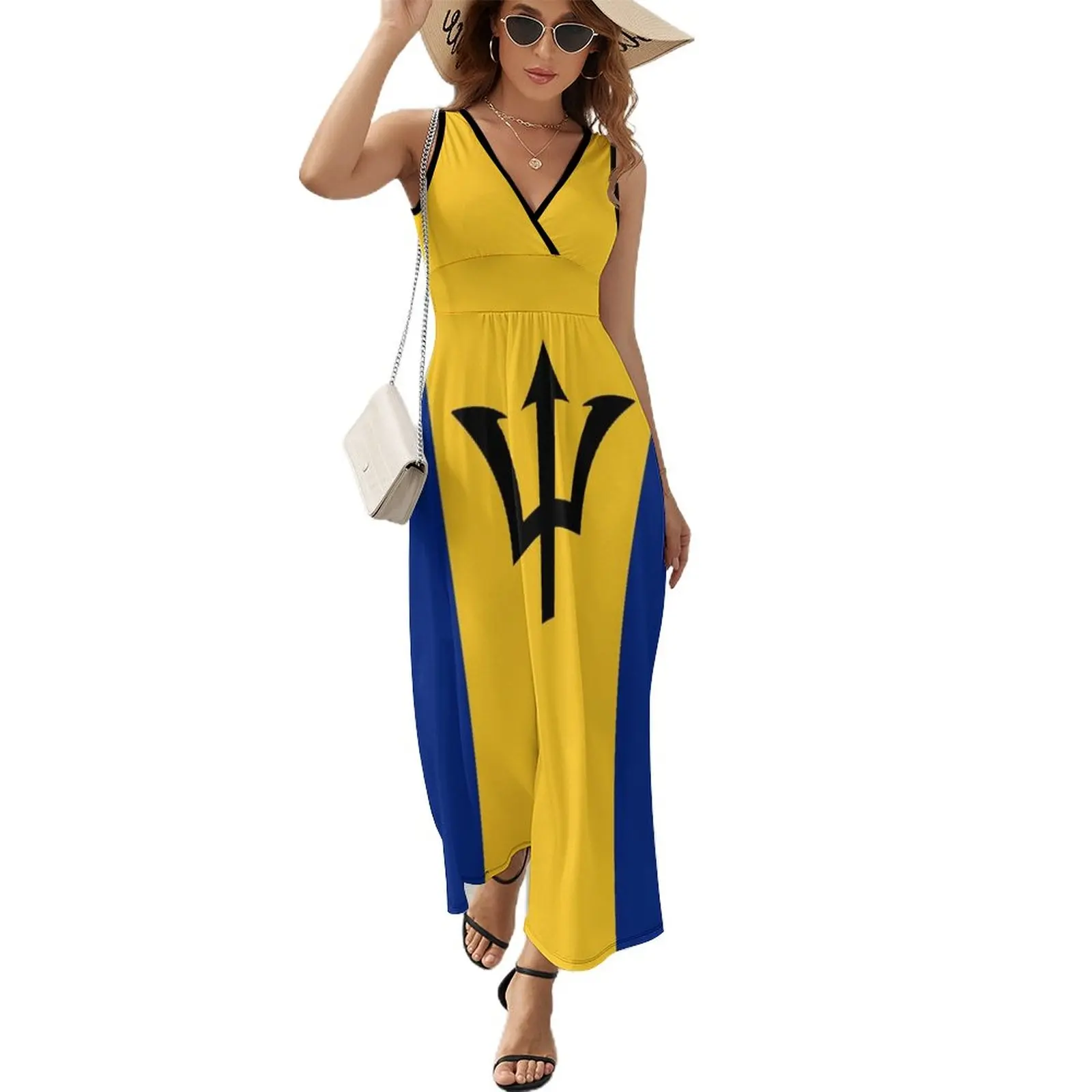 

Barbados Flag Sleeveless Dress elegant women's sets Long dress woman Long dress women's evening dresses 2024