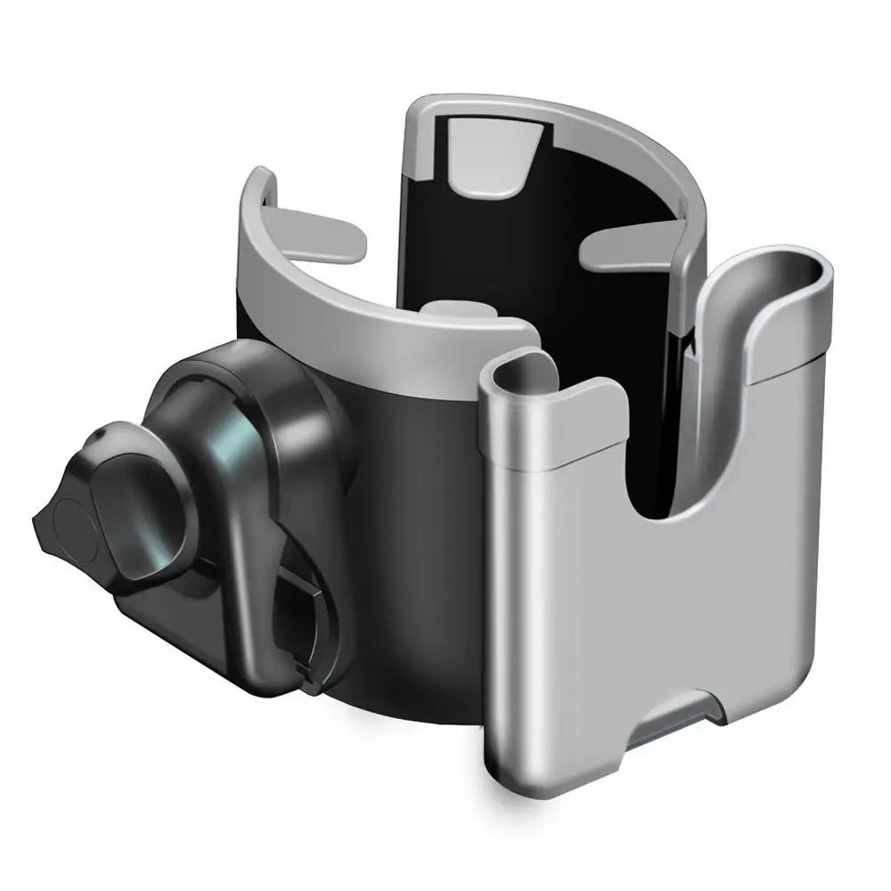 

Multi-function Stroller Cup Holder Rotatable with Phone Holder Wheelchair Bracket Adjustable Anti-Slip Pram Cup Holder Universal