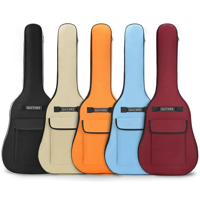 40/41 Inch Guitar Bag Double Straps Oxford Waterproof Fabric Acoustic/Electric Guitar Case Fashion Solid Color Guitar Backpack