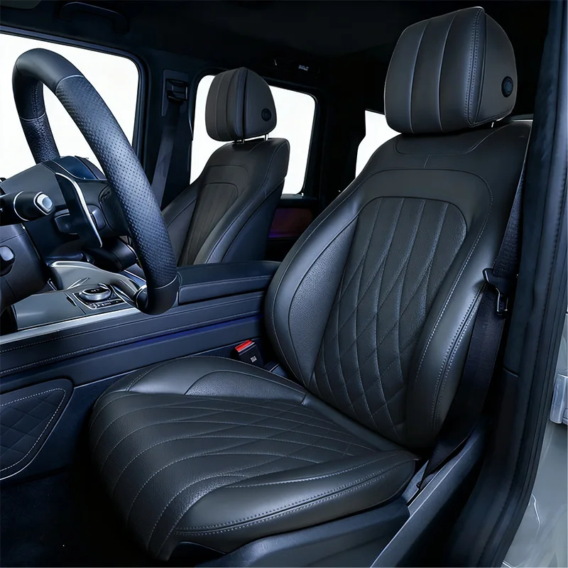 Nappa Leather Car Seat Covers Luxury Quilted Auto Seat Protectors Airbag Compatible 5-seater carseat covers