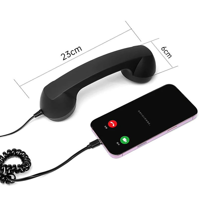 Retro Mobile Phone Handset Headphone Type-C Tangle Free Wire Landline Handle Receiver Telephone Style Handheld Phone Receiver