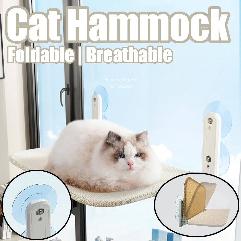 

1pc Foldable Cat Hammock Pet Hanging Bed with Suction Cup Foldable Window Seat Nest Bearing 20kg for Small Cat Pet Supplies