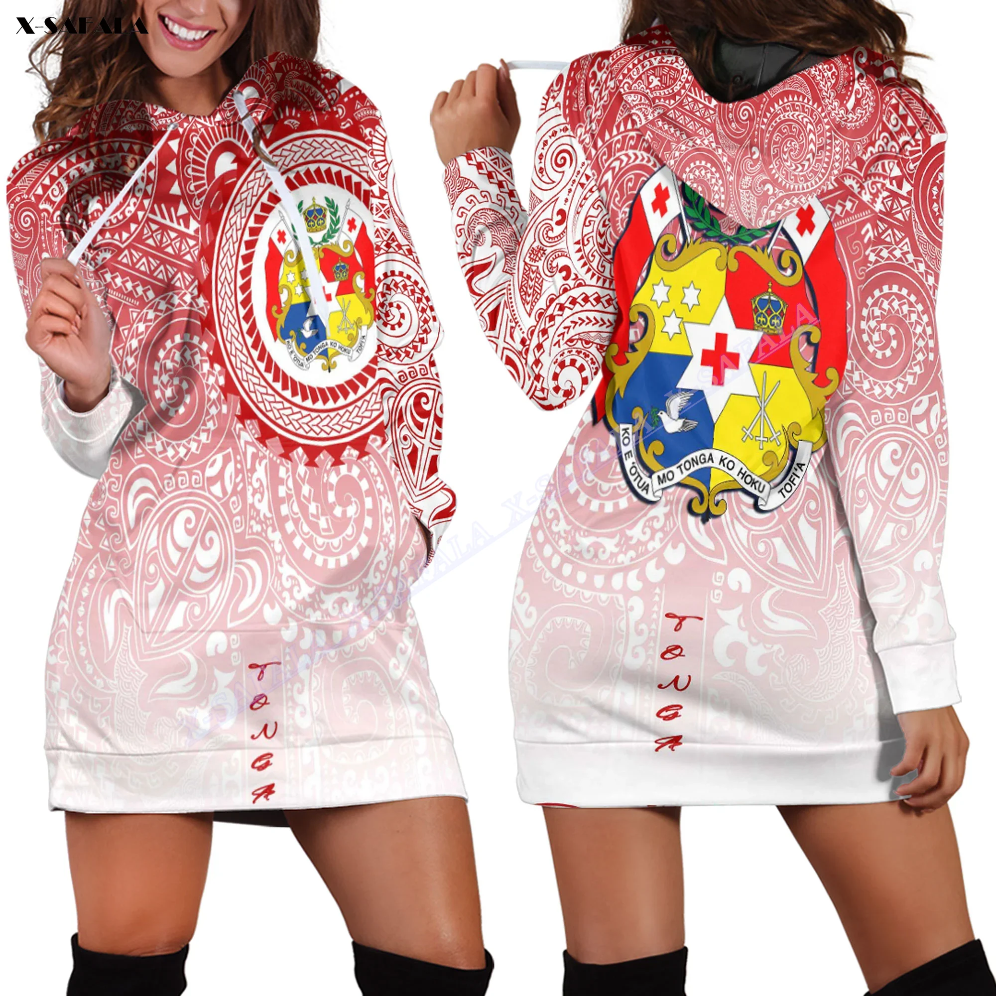 

New Zealand Nauru Tonga Polynesia Tattoo Sun Flower 3D Printed Slim Hoodies Dress Women Casual Wear Long Sleeve Hooded Pullover