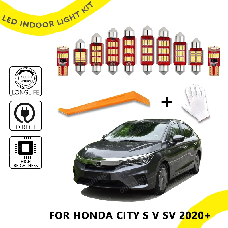 

7Pcs For Honda City S V SV 2020+ Canbus Interior LED Vehicle Bulb Indoor Dome Map Reading Light No Error Car Lamp Kit