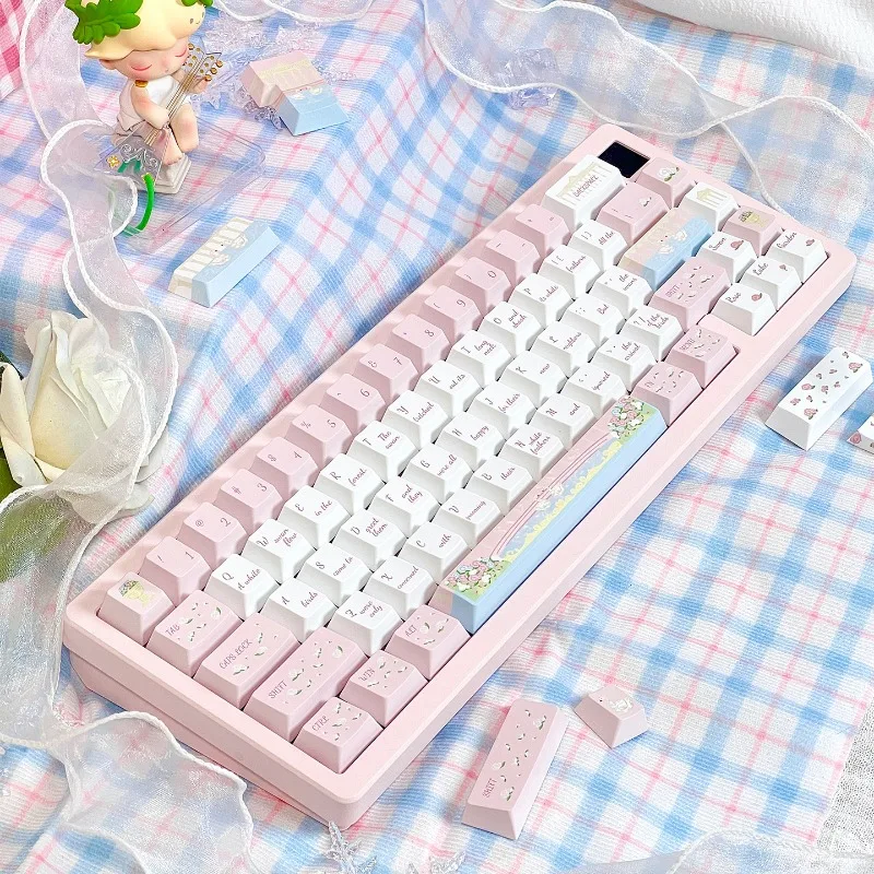 

Rose Theme Keycap Set PBT Thermal Sublimation 140key Mechanical Keyboard Accessories Customized Cherry Profile Pink Keycap Gift