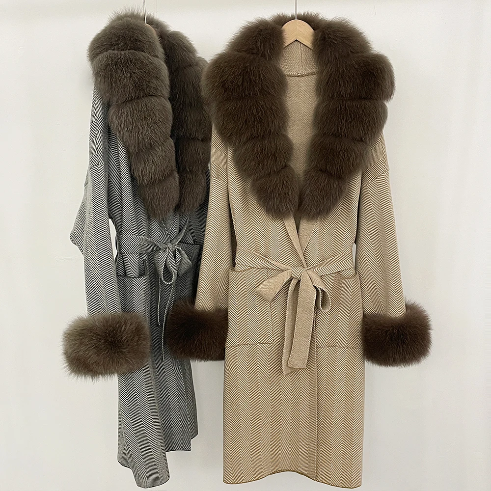 

Новый роскошный женский кардиган из натурального меха, популярная корейская зимняя одежда