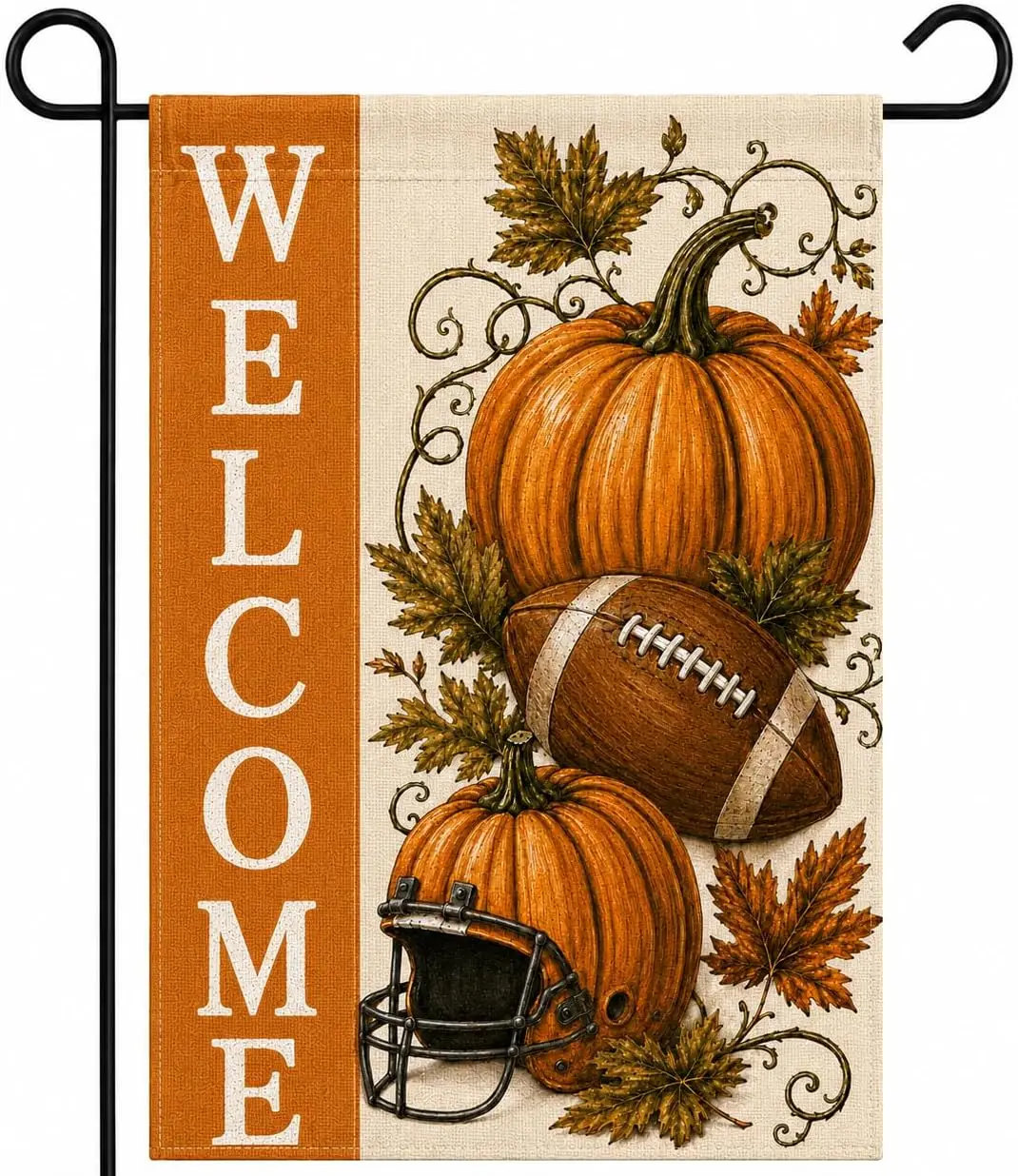 Fall Football Garden Flag 12x18 Inch Double Sided, Fall Burlap Yard Welcome Pumpkin Garden Flag for Outside Outdoor Decorati aaz