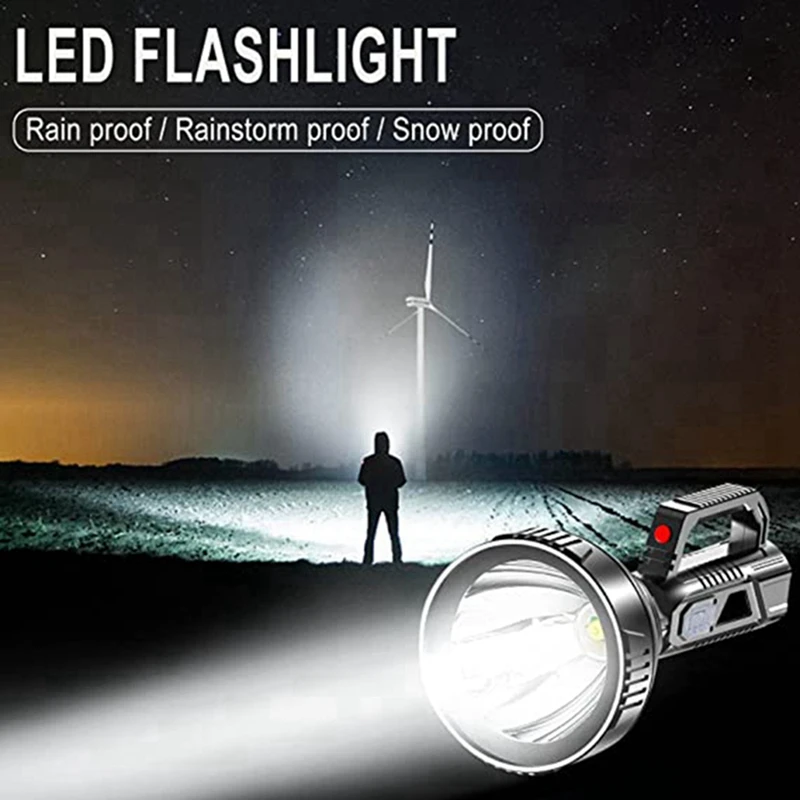 Portable 90000LED Super Bright Spotlight Flashlight, 4 Light Modes Camping Handheld Home, USB Rechargeable