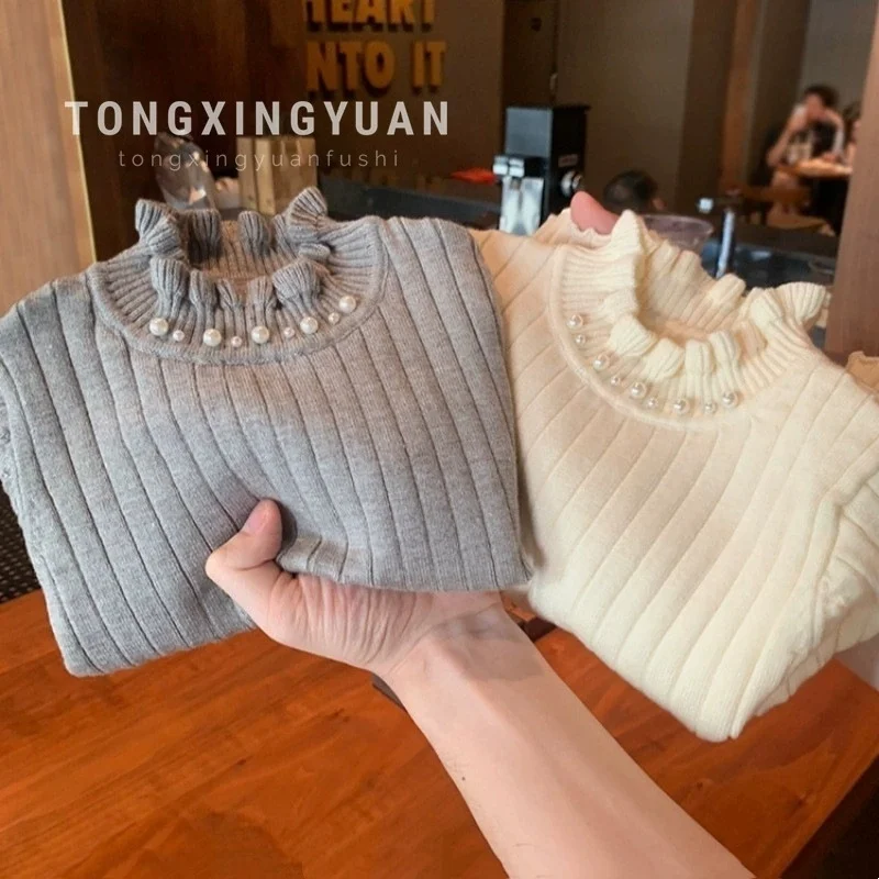 

Girl's Sweater Princess 2026 Autumn/Winter New Fashion Girl's Bottom Knitted Sweater Versatile Top Children's Gift