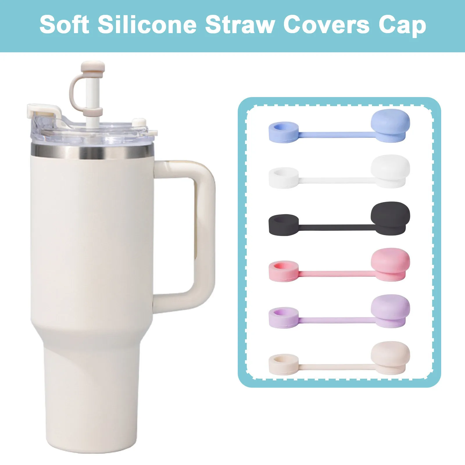 4-Piece Reusable Straws Dust Cap Straw Decorative Caps Kitchen Gadget Set Long-Lasting Straw Protectors Kitchen Supplies