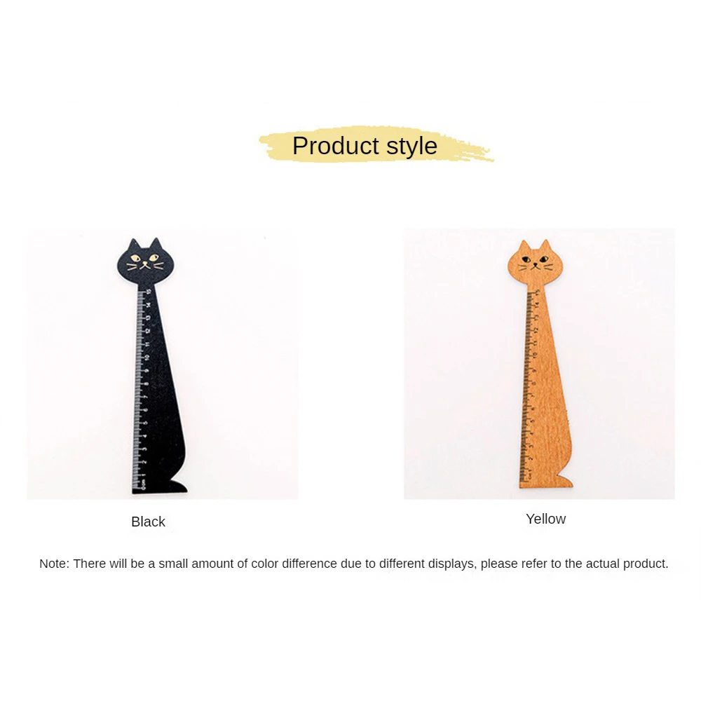 Cat Shape Ruler Cute Wood Animal Straight Ruler for School Home Stationery