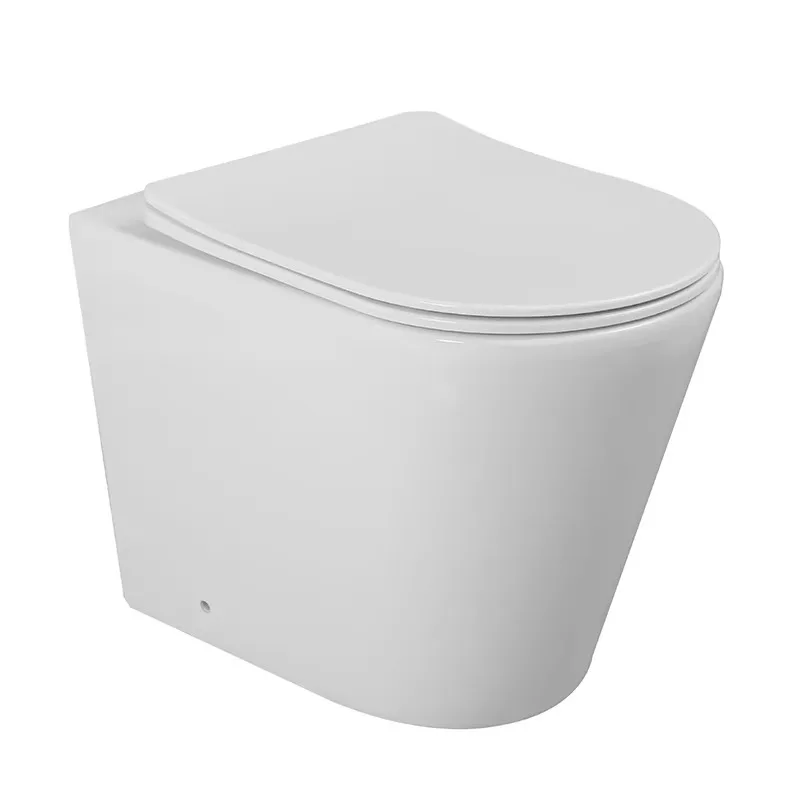 Modern floor-to-ceiling toilet with concealed tank Ceramic swirl flushing tank and bathroom P-trap drain