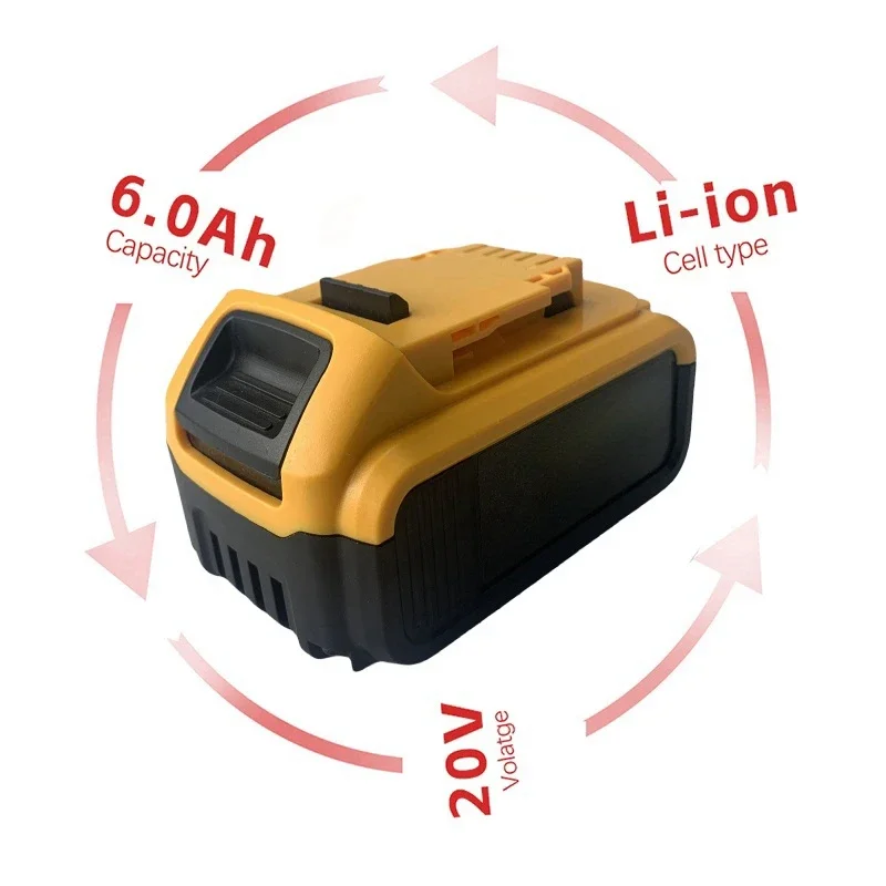 

20V Electric Eplacement Battery 6000MAH For 12V Dewei Tools DCB205 DCD74 DCB201 DCG412 DCD740 DCB203 , Etc