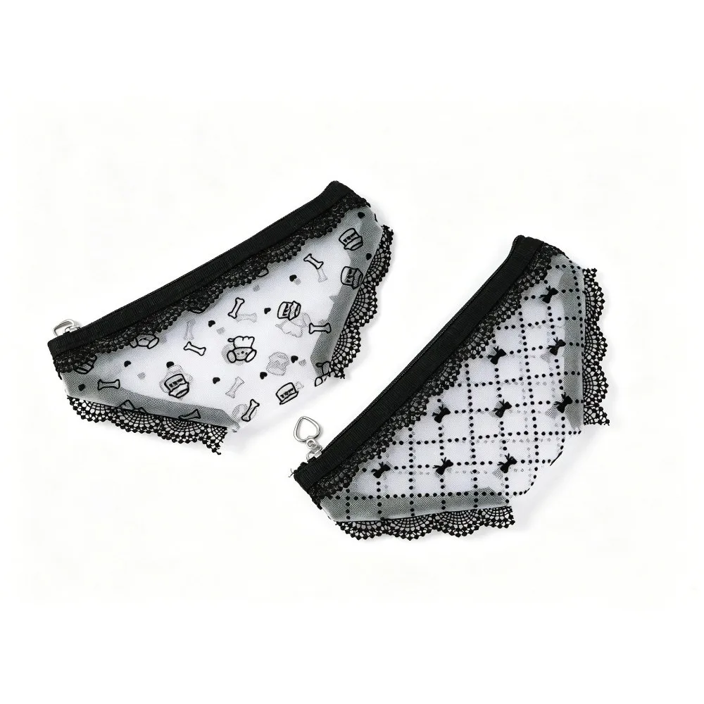 Durable Lace Mesh Storage Pouch Briefs Shape Multi-use Makeup Bag Triangle Stationery Bag Home Travel