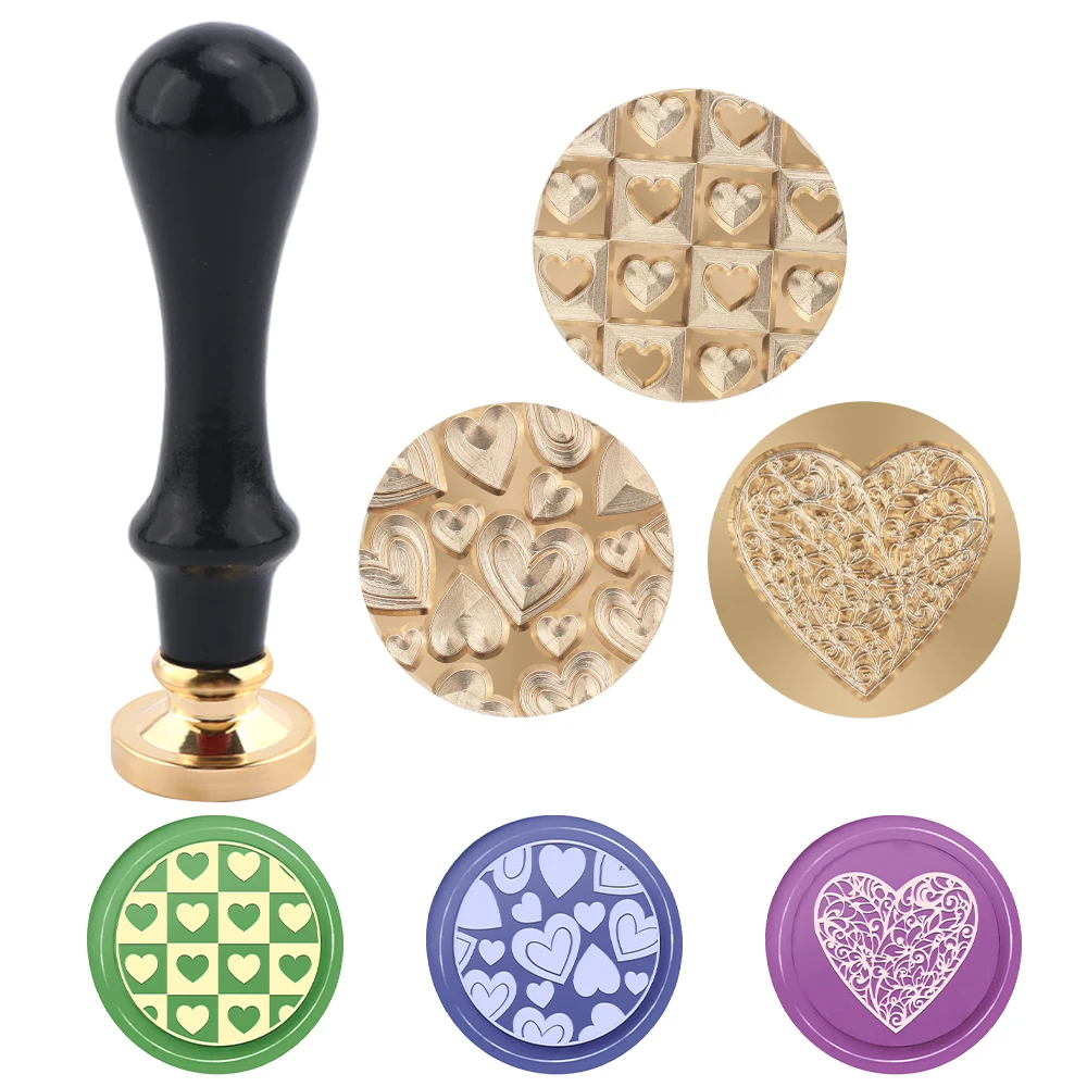 

4 шт./компл. набор штампов с сургучной печатью, набор свадебных штампов с сердечками, латунная головка с деревянной ручкой для сувениров свадебных открыток