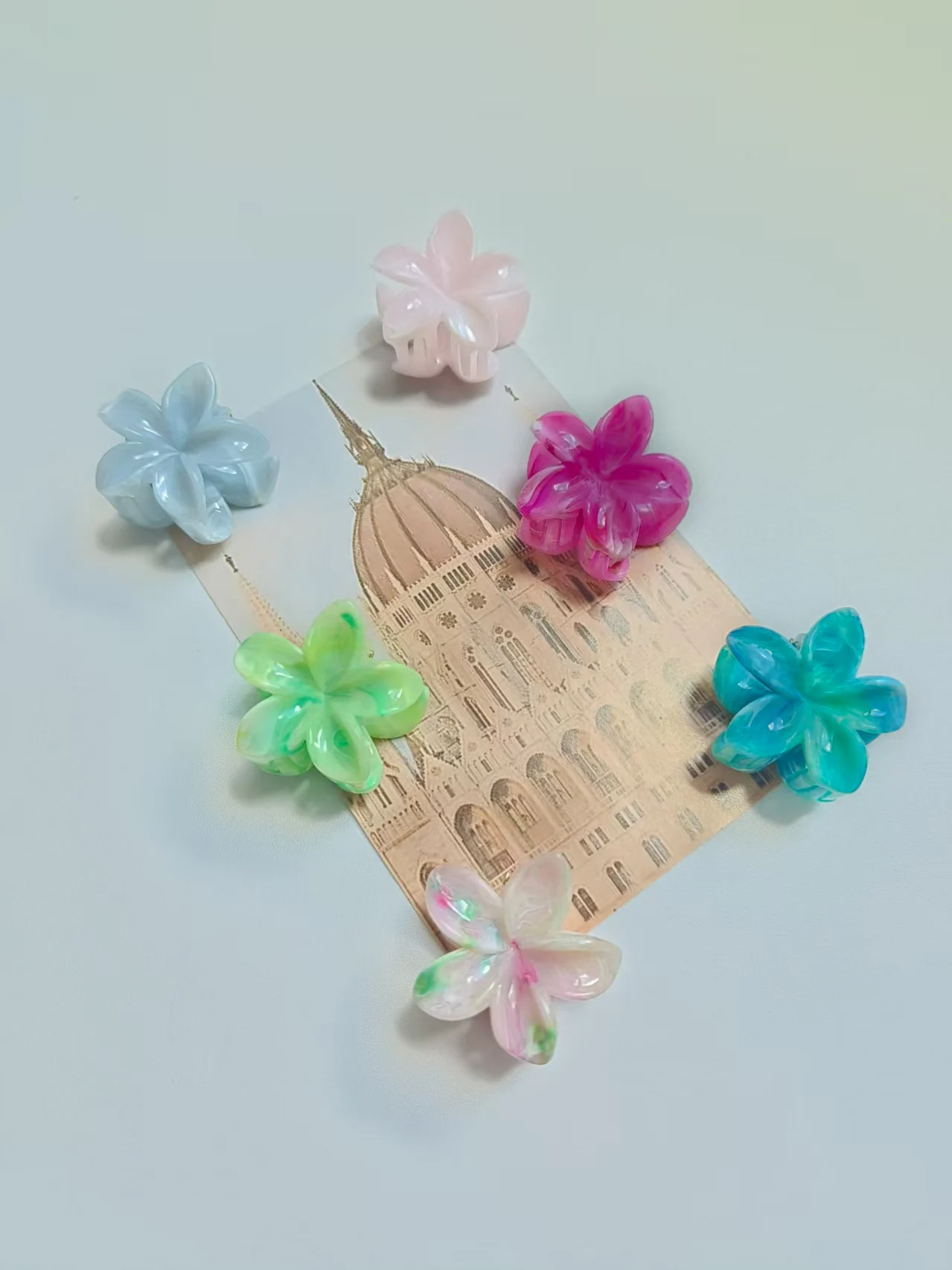 6 قطع من مخالب الشعر الصغيرة على شكل زهرة البيض الملونة للنساء والفتيات وإكسسوارات الشعر للحفلات