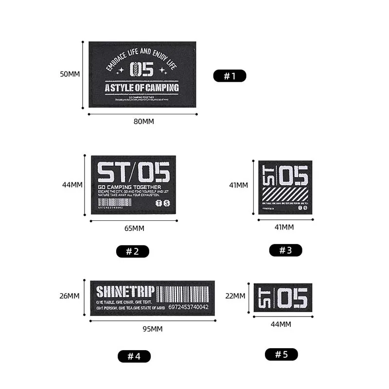 ShineTrip Outdoor Black Stickers Badge Vest Set Stickers Fine Camping Gear Folding Chair Lights Gas Tank Set Stickers