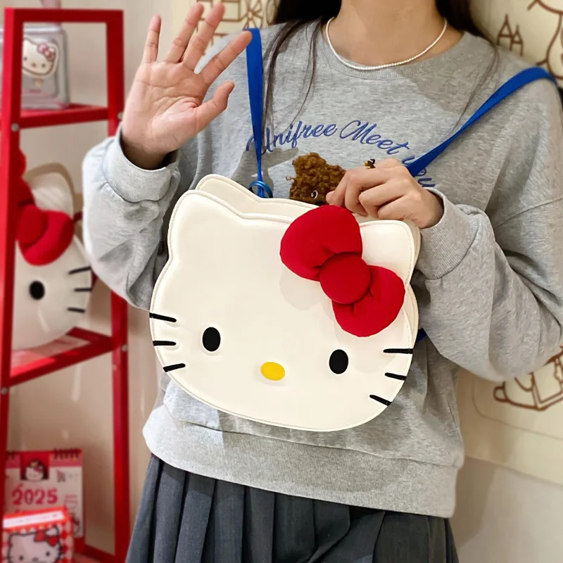 

New cartoon crossbody bag backpack kawaii backpack fashionable cute bow color blocked Hello Kitty daily spring outing snack bag