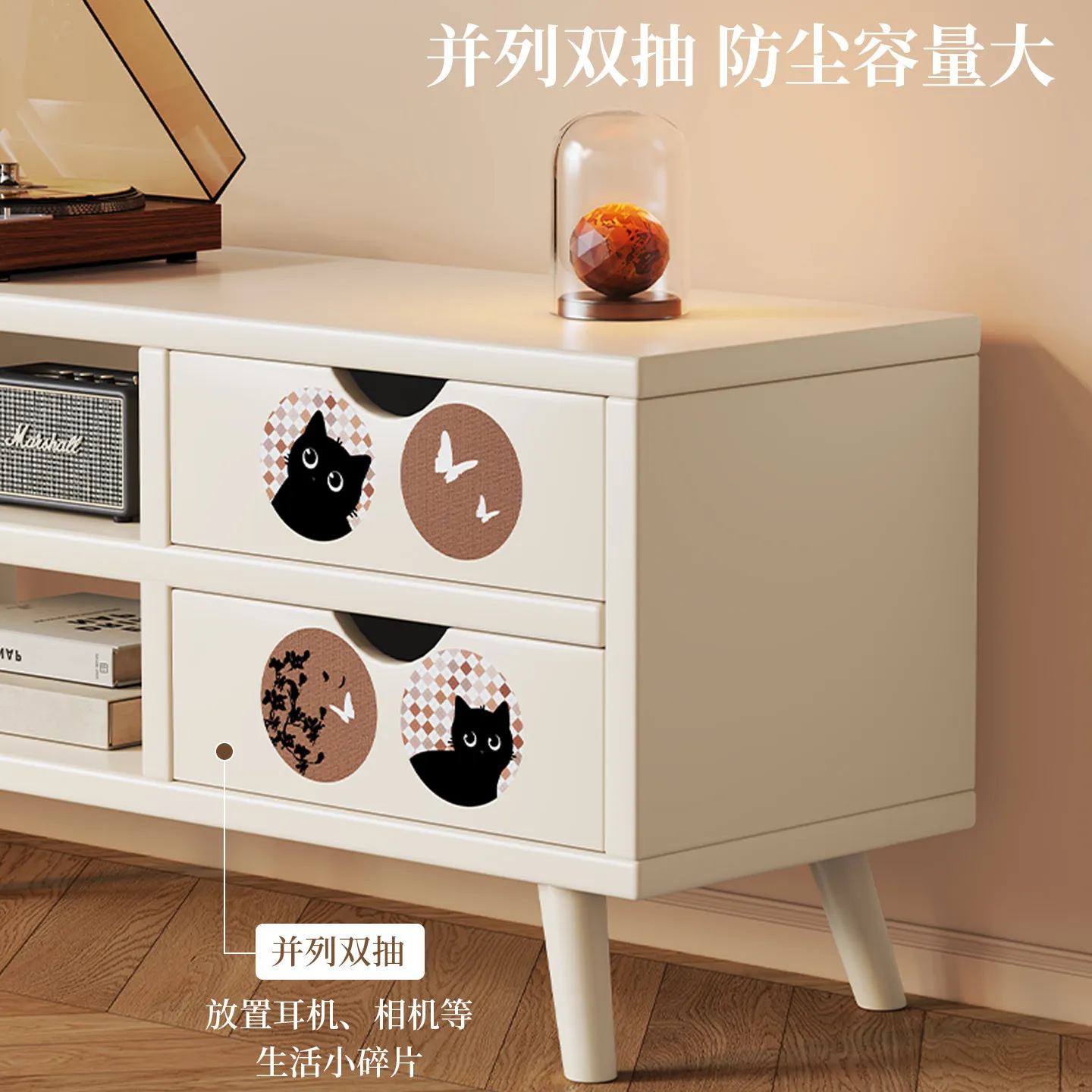 TV cabinet integrated shelf household living room low cabinet against the wall storage floor long cabinet placement rack