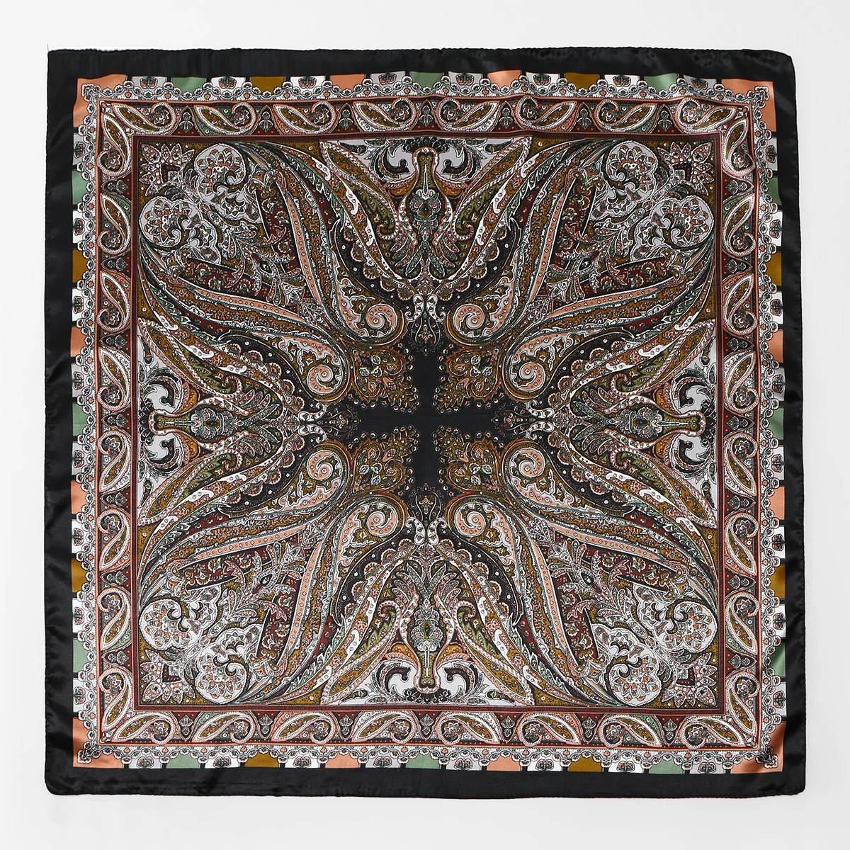 Modisches Paisley-Print-Kerchief, Damen-Haarschal, Seiden-Stirnband, Bandana, Kopftücher, quadratische Hijab-Schals für Damen – Detail 13