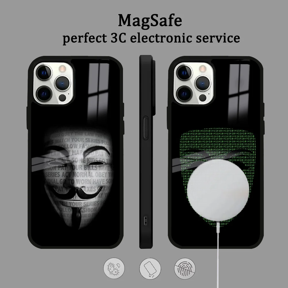 Hooded Man Hacker Phone Case For IPhone 16 15 14 13 12 11 Pro Max Plus Mini Magsafe Mirror Wireless Magnetic Cover