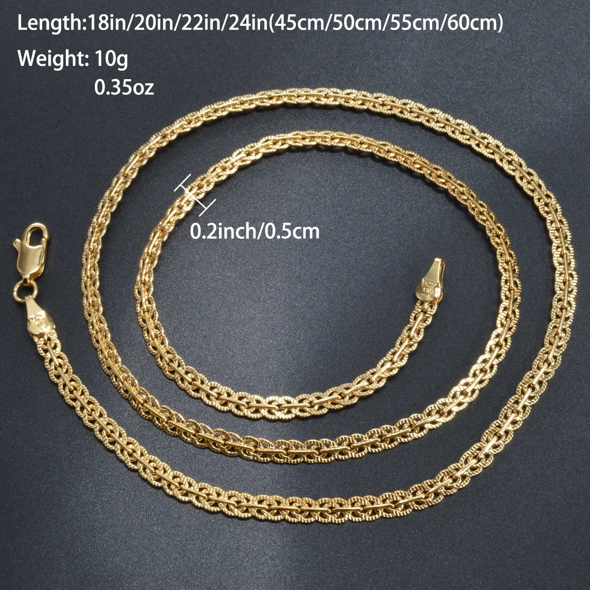 18K Gold Plated Link Chain Necklace for Women Man Cross 5mm Width Gold Color Choker Classic Trendy Daily Wear Wedding Party Gift