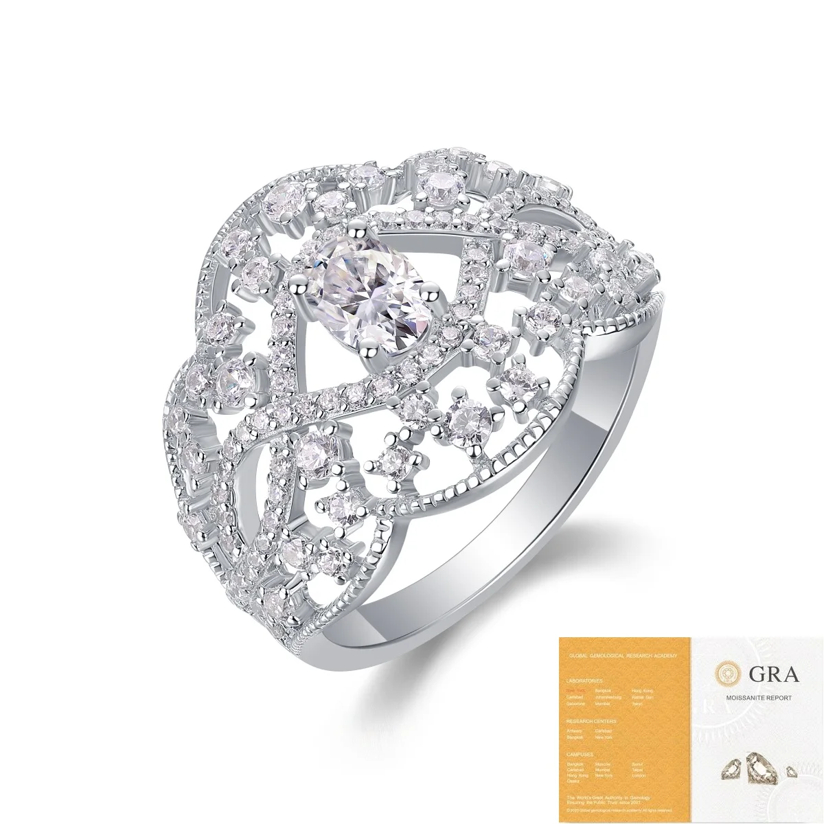 

Vintage Hollow Style D Color Real Moissanite Ring 925 Sterling Silver 18K Gold Plated Comes Fine Jewelry with GRA Certificate