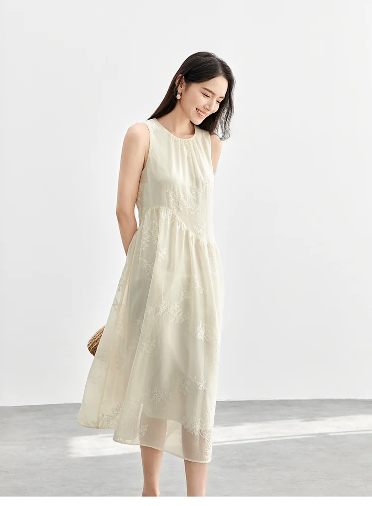 SENTUBILA Damen Sommerkleid 2026 Elegantes Damen-Sommerkleid mit Stickerei Ärmellos Urlaubskleid Langes Kleid für Frauen 151L58207 – Detail 20