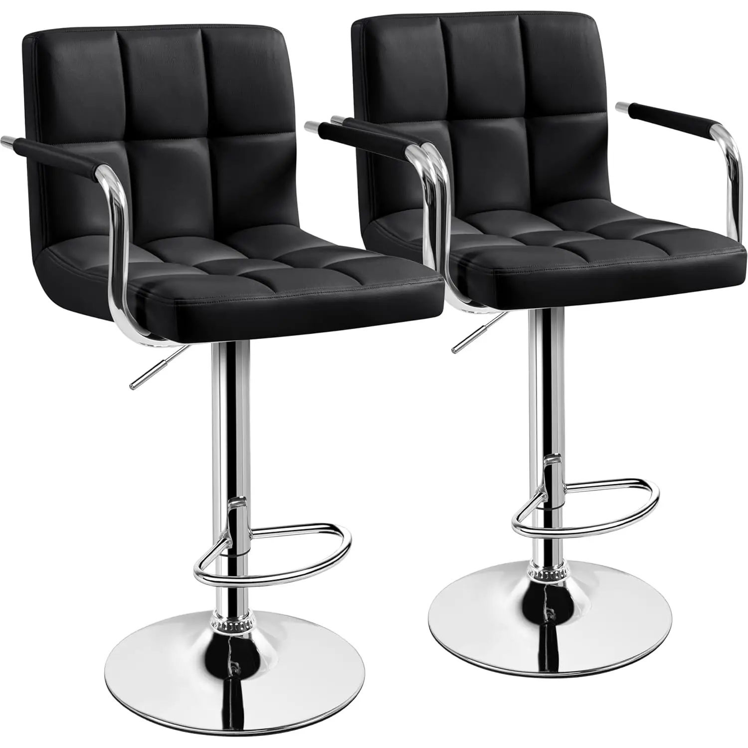 

Bar Stools Set of 2, PU Leather Height Adjustable Swivel Barstools, Hydraulic Kitchen Counter Height Bar Chairs, Customized
