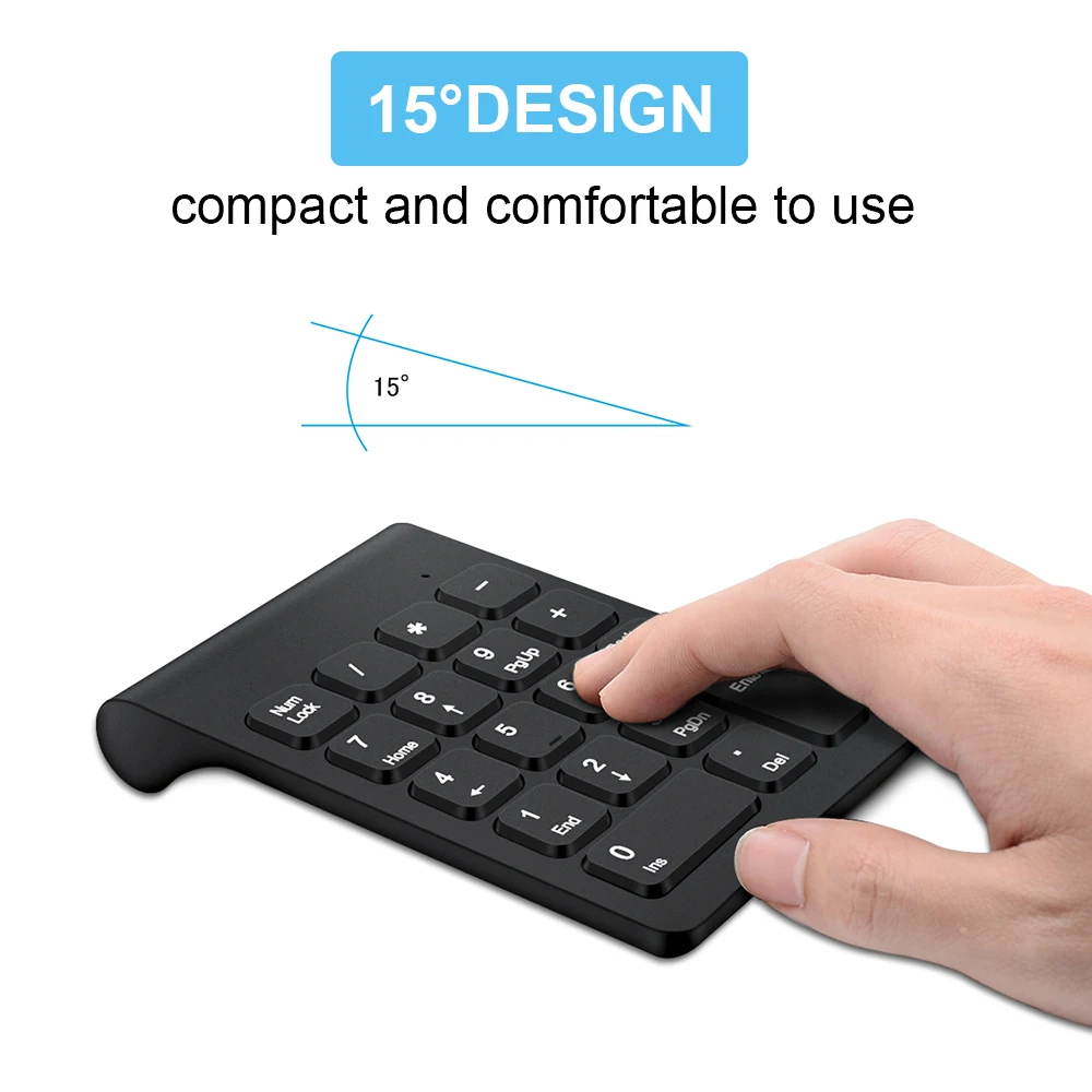 Lefon Wireless Keyboard Mini Digital Number Numeric Keypad Accounting Bank 18 Keys Keypad Mouse Set For Laptop PC Notebook