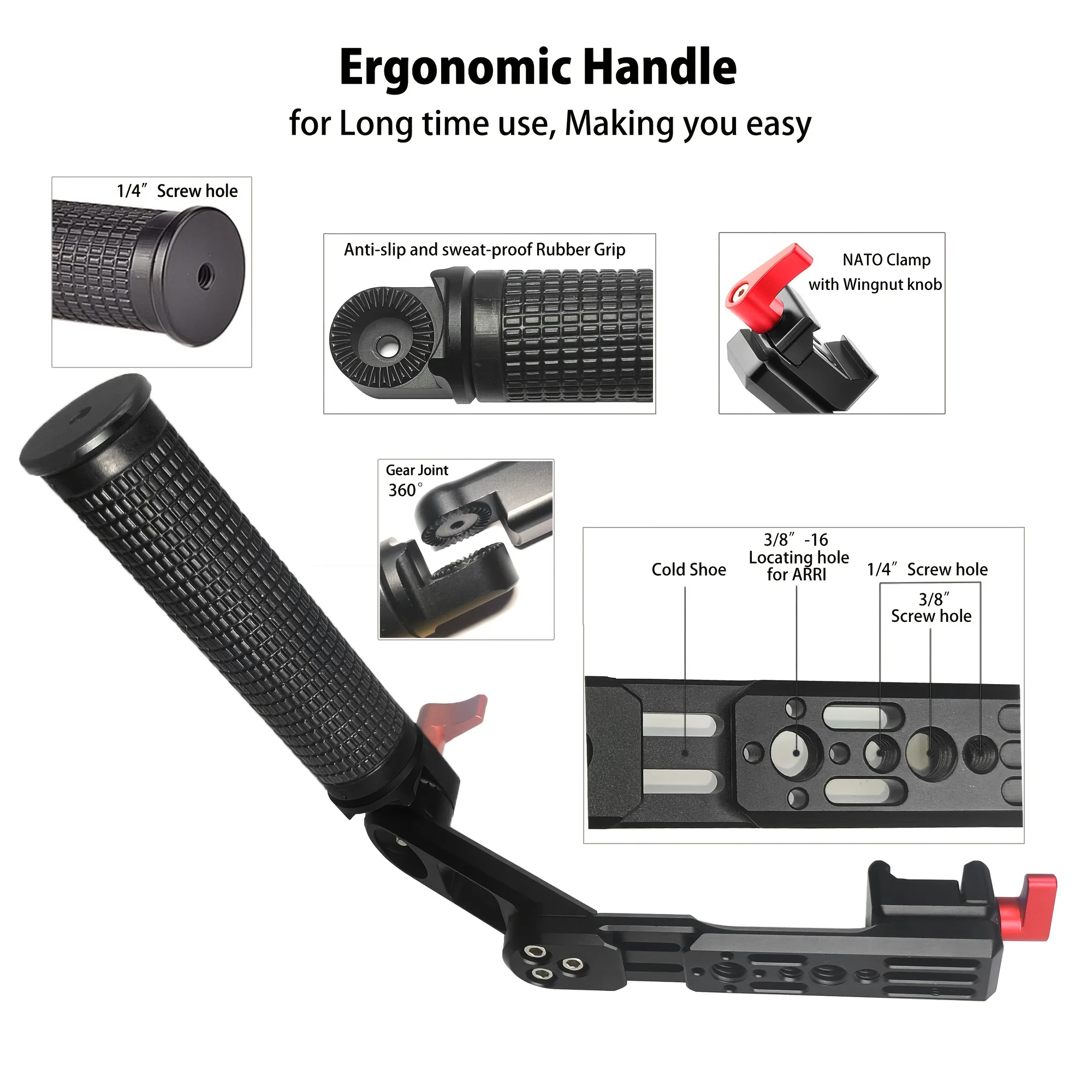 Hand-Held Kettle SLR Stabilizer Universal Joint Sling Handle For DJI Ronin RS2/RS3/RS4 Stabilizers