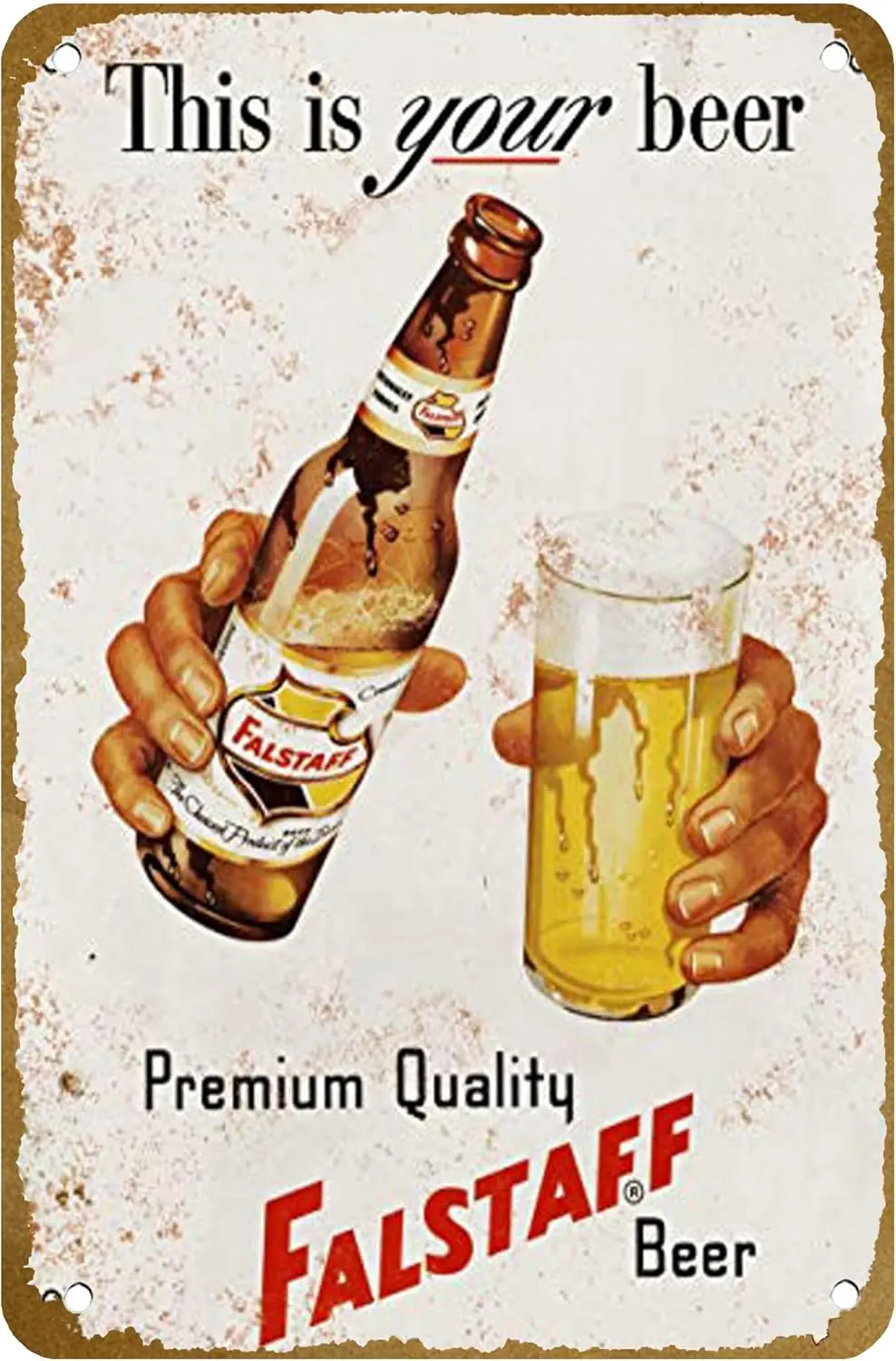 Пивной постер Yousigns Falstaff, винтажный металлический жестяной знак, логотип для семейного клуба, бара, кафе, художественное настенное украшение для спальни Gift, 8x12 дюймов