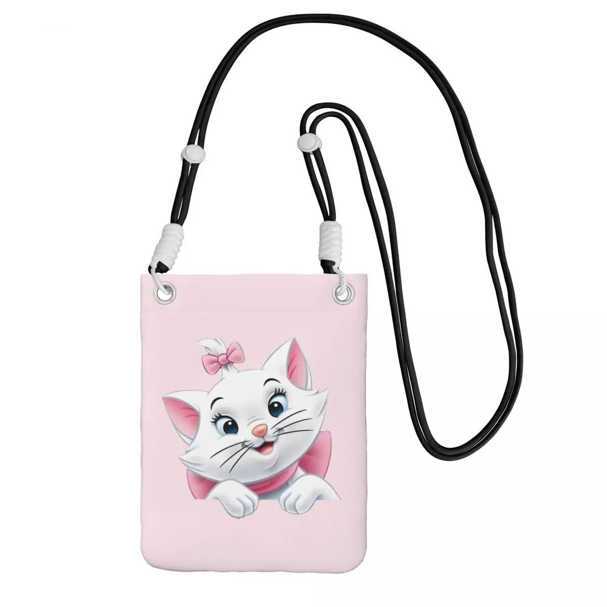 

Custom Fashion Marie Cat Mobile Phone Bag Women Men Cute Persian Cat Shoulder Crossbody Bag For Travel Detachable Shoulder Strap