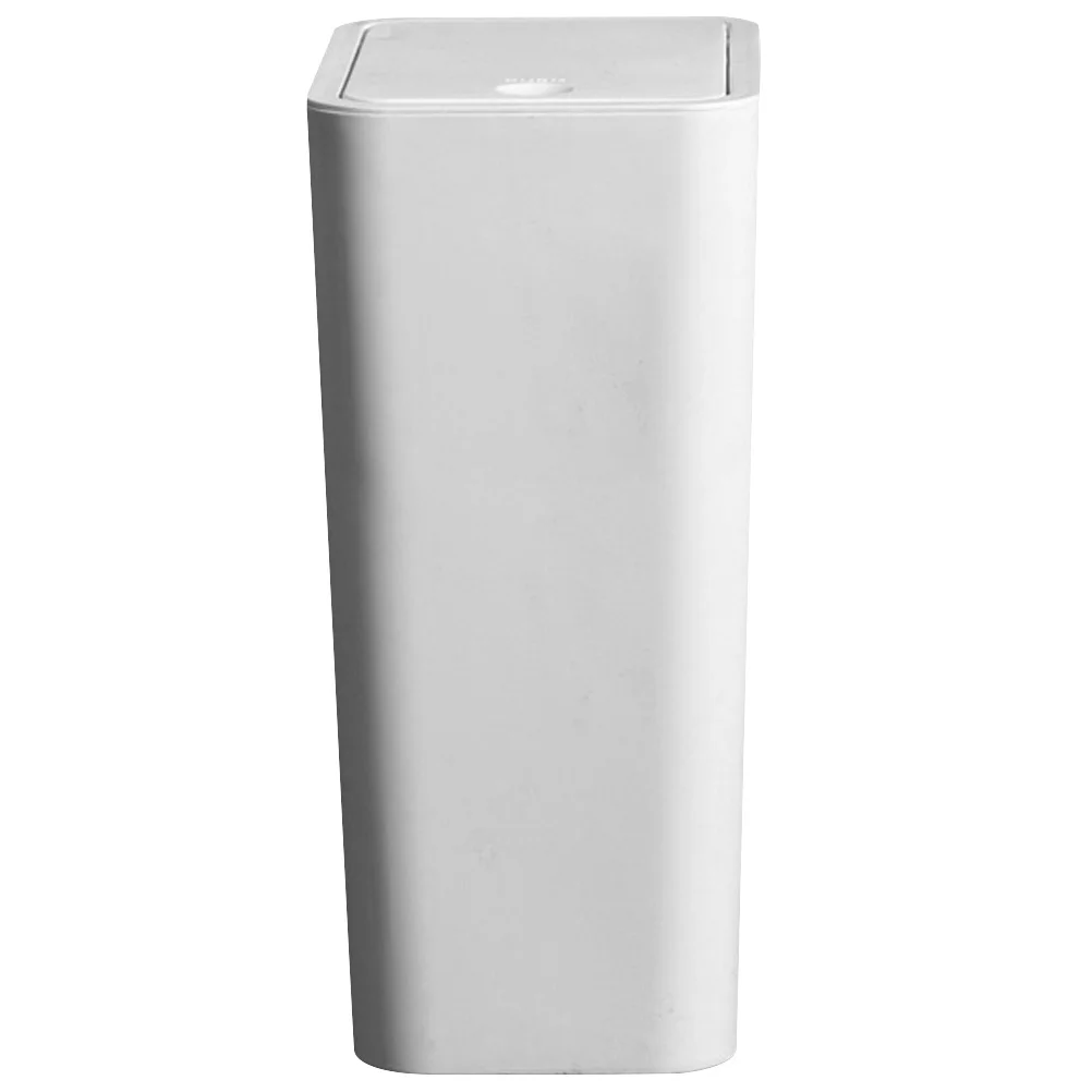 Trashcans Square for Kitchens with Lid Slim Office Narrow Bathroom Cover Recycling Bin White