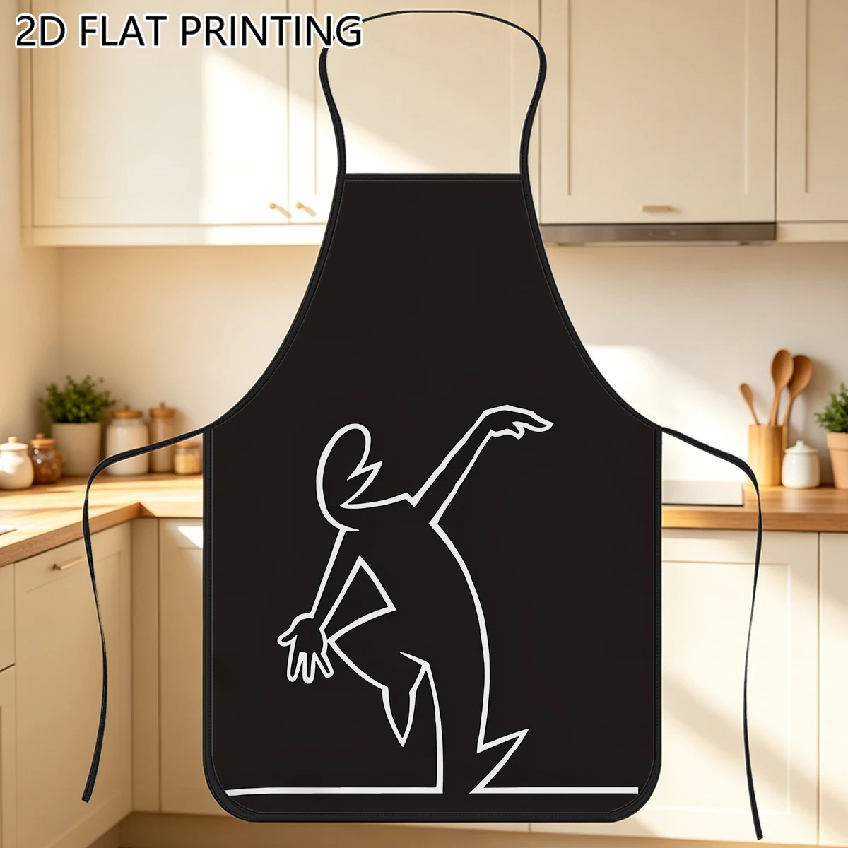 1pc Minimalist Line Art Character Pattern Apron For Cook Baking Home Kitchen