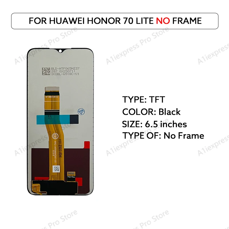 6.5 "TFT LCD-scherm Voor Huawei Honor 70 Lite RBN-NX1 Display Touch Screen Digitizer Vergadering Panel LCD Vervanging Reparatie onderdelen