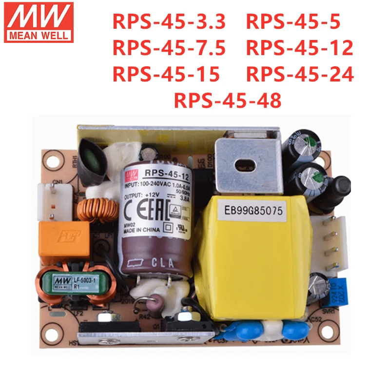 MEAN WELL PCB Medical Type RPS-45 Series Single Output Switching Power Supply RPS-45-3.3/5/7.5/12/15/24/48V
