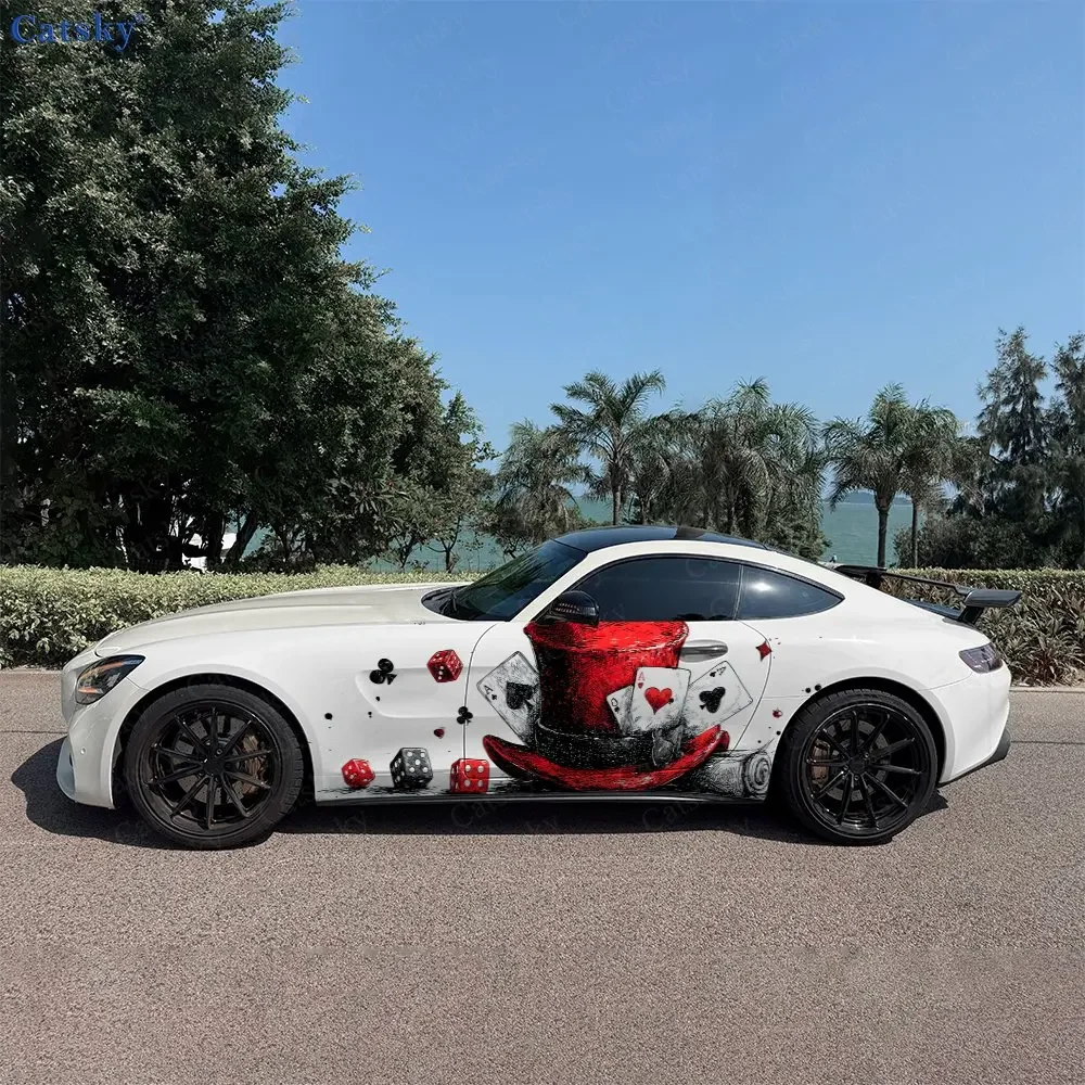 2pcs Gambling Gear Top Hat Frenzy, Durable, Fade-resistant, Enhance Vehicle Aesthetics With Bold Artistic Design